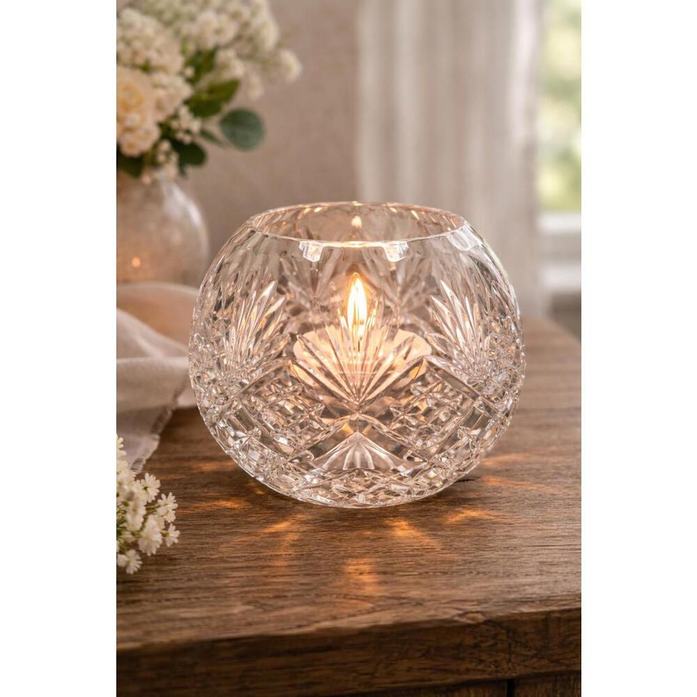 Vintage Clear Cut Crystal Rose Bowl Vase 4.5"H x 5.5"